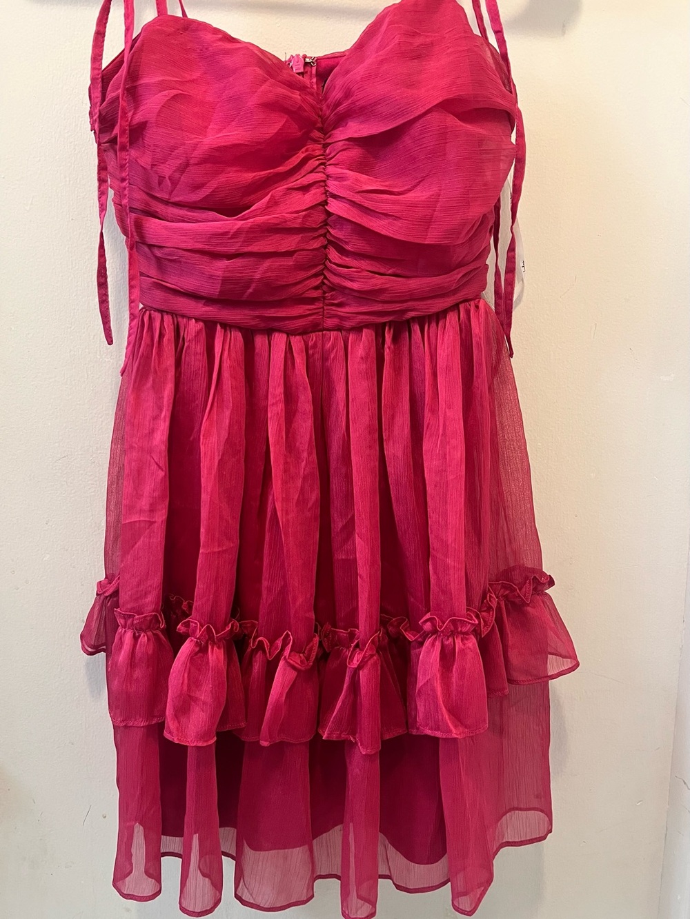 Lulu's Hot Pink Ruffled Chiffon Mini Dress - Picture 2 of 6